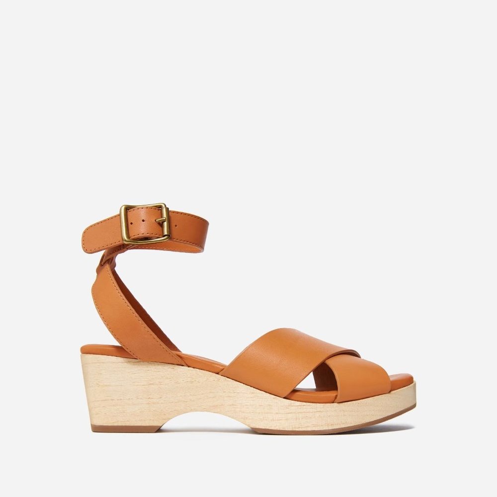 Everlane The Clog Sandals in Cognac Tan 8 New Womens Heels Shoes